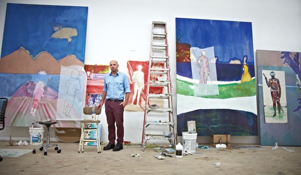 Peter Doig nel suo studio. 2013, foto di George Whiteside