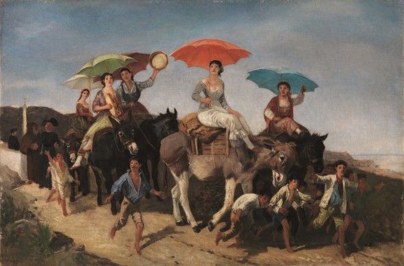 Giuseppe Palizzi, RITORNO DALLA FIERA, olio su tela, cm 67,5x101