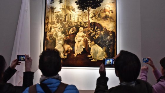 Leonardo-Adorazione-dei-Magi-dopo-il-restauro-1481-82-Galleria-degli-Uffizi-Firenze.