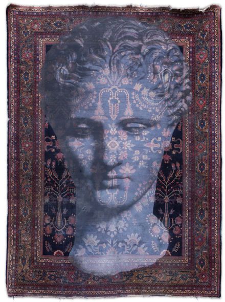 Persepoli,  2016 Tecnica mista su tappeto Persiano Misure cm. 400 x 280