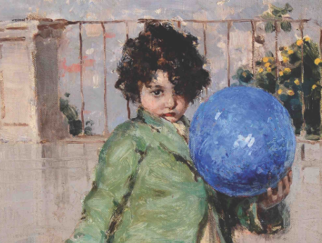 Vincenzo Irolli (1860-1949) Bambina con palla e marionetta (particolare)