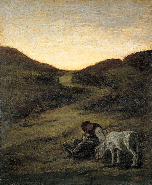Giovanni Segantini: Il pastore addormentato, 1882, Olio su tela. Collezione privata
