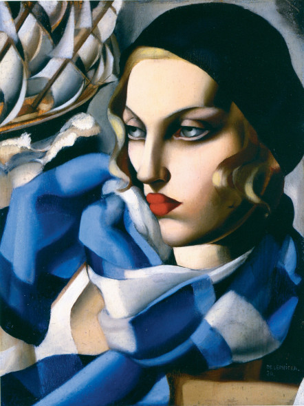 Tamara de Lempicka - La sciarpa blu       1930 olio su tavola Collezione privata
