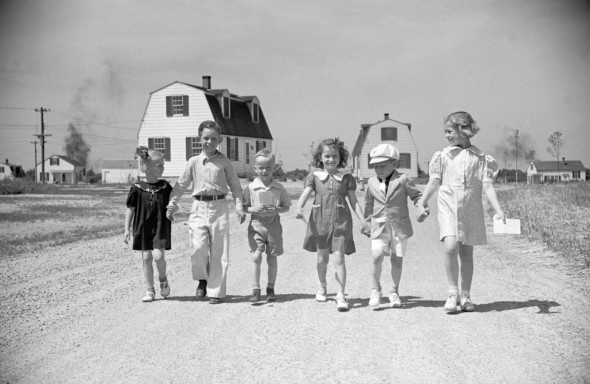 Walker Evans  - Homestead children   coming home from school, Indiana, 1936