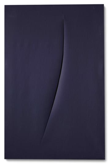 Lucio Fontana, Concetto Spaziale, Attesa, idropittura su tela, blu scuro, cm 92x60, 1962