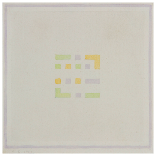 ANTONIO CALDERARA (1903 - 1978) Senza titolo, 1974 Acquarello su carta, cm 16 x 15,5 Siglato e datato in basso a sinistra (Stima € 1.700 - 2.200) 