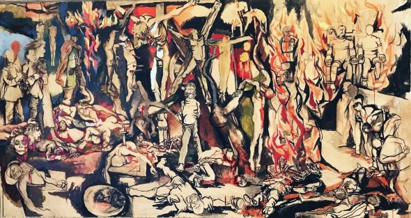 Renato Guttuso-I martiri- olio, tempera, inchiostro di china su carta intelata - 162 x 300 - 1954
