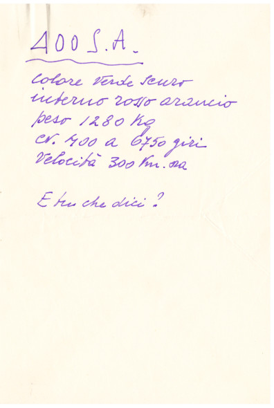 Lettera su 400 S.A – del 14/01/1960