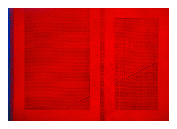 Gianfranco Zappettini b. 1939 La trama e l'ordito, n. 100, 2016 Resins, fassadenputz, acrylic and wallnet on canvas 140 x 200 cm 55 1/8 x 78 3/4 in