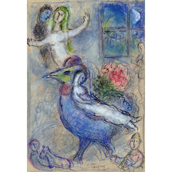 Marc Chagall, L'Oiseau et les mariés, Lotto 25, Tajan 2017