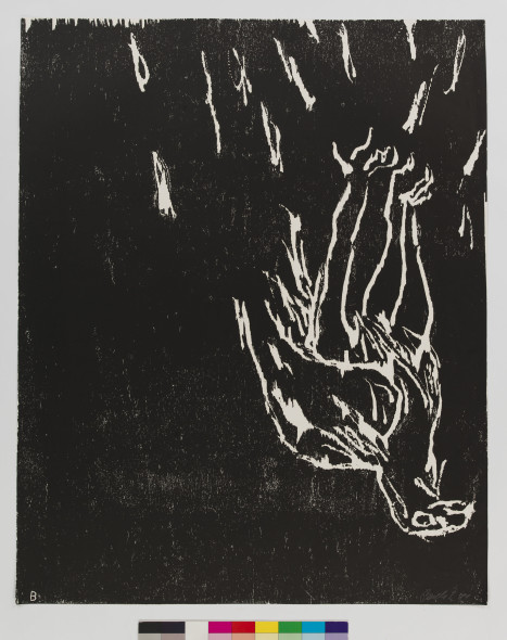 Georg Baselitz, Adler, 1981, Xylographie; papier offset apprêté, 650 x 498 mm. © Musées d’art et d’histoire, Ville de Genève, Cabinet d'arts graphiques. Photo: André Longchamp