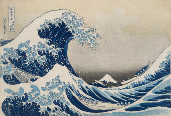 Sotto l'onda di Kanagawa (La Grande Onda), da Trentasei vedute del Monte Fuji. Xilografia a colori, 1831.