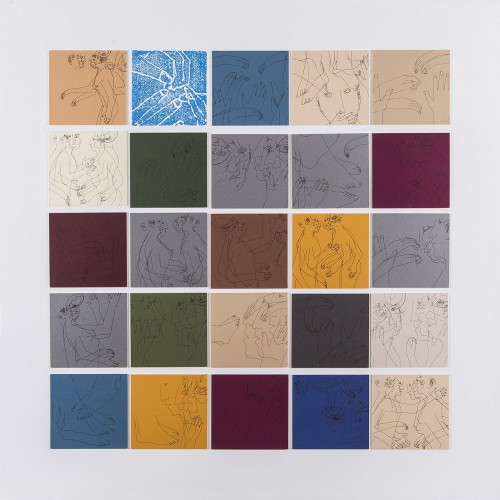 Robert Hromec, Conversation VI, 2015, mixed media on paper, 100 x 100 cm