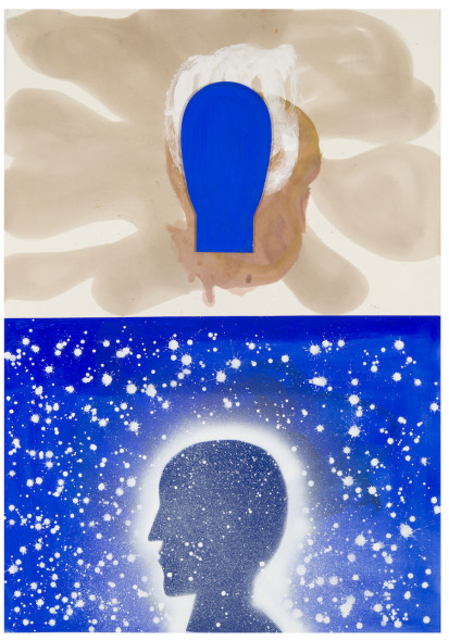 Mimmo Paladino, Polvere di stelle, tecnica mista su carta, 2014, 103x72 cm