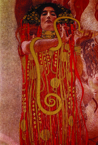 G. Klimt, Hygeia, particolare de La Medicina, olio su tela, 1901-1907, distrutto nel 1945 durante l’incendio del castello di Immendorf.