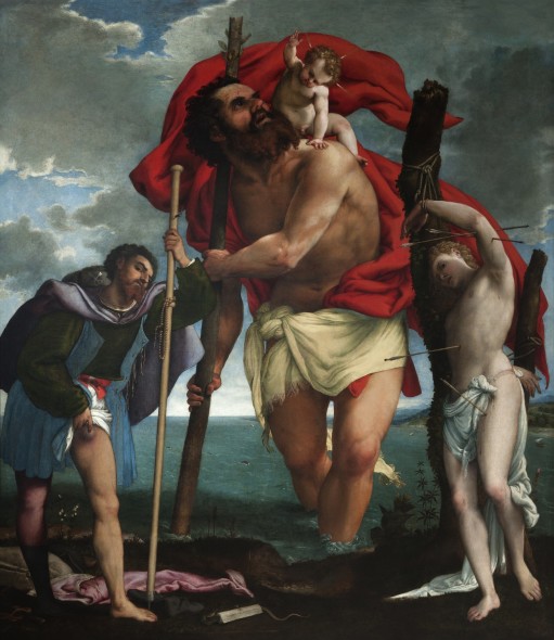 Lorenzo Lotto San Cristoforo tra i Santi Rocco e Sebastiano mostra bergamo