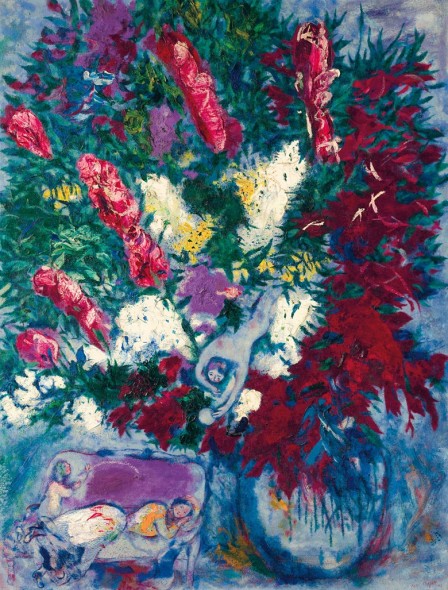 Marc Chagall (1887-1985), Vase de fleurs et personnages, 1928. 45⅞ x 35 in (116.6 x 88.9 cm). Estimate: $4,000,000-6,000,000. This lot is offered in the Impressionist & Modern Art Evening Sale on 13 November 2017 at Christie’s in New York