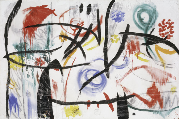 Joan Miró Untitled, 1968-72 Oil, acrylic, charcoal and chalk on canvas 130,6x195,5 cm © Successió Miró by SIAE 2017 Archive Fundació Pilar i Joan Miró a MallorcaFoto: Joan Ramón Bonet & David Bonet 
