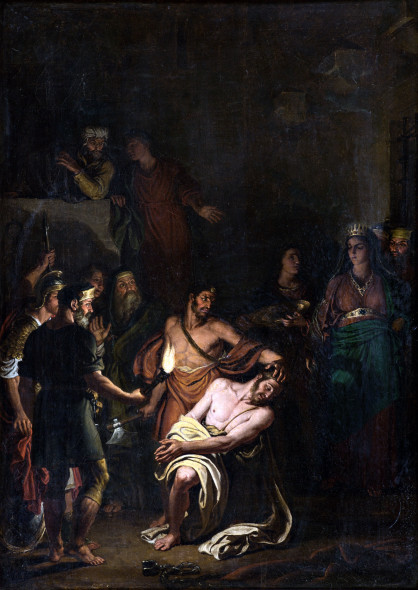 Giuseppe Diotti, La decollazione di San Giovanni Battista, 1823-24. Bozzetto per la pala di Stezzano, olio su tela, cm 51,5x37 (Museo Diotti)