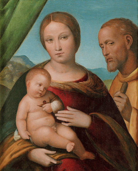 Nicolò Pisano (Pisa, 1470 - post 1536) Sacra famiglia (circa 1515) Olio su tavola, 58,5 x 48,5 cm Ro Ferrarese, Fondazione Cavallini Sgarbi
