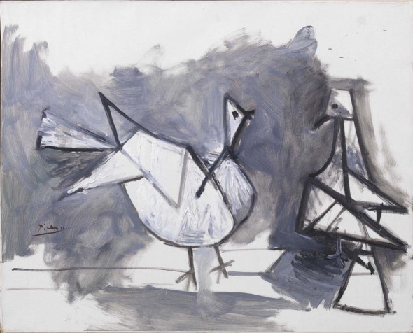 Pablo Picasso: Deux pigeons 1960, olio su tela