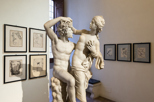 Museo Nazionale Romano-Palazzo Altemps - ©Electa_ph S. Castellani; Gruppo scultoreo di Pan e Dafni. Disegni della serie “Erotica” di Piero Fornasetti