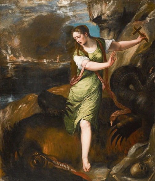 Old master Sotheby's -Tiziano Vecellio, called Titian, and Workshop, Saint Margaret. Estimate $2,000,000–3,000,000.