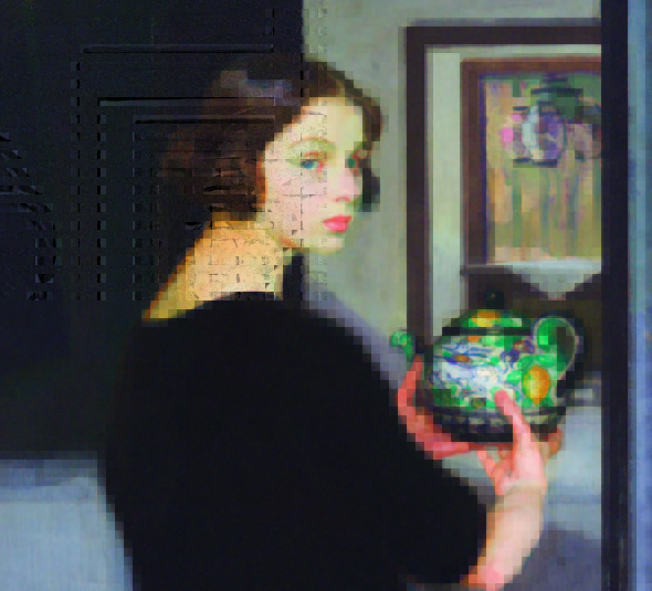 Amedeo Bocchi: Bianca con la gonna verde particolare), olio su tela, 1920 circa
