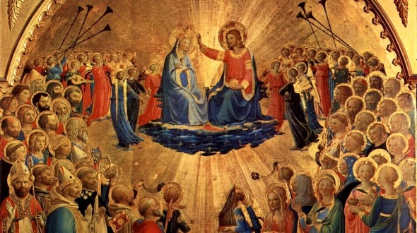 Beato Angelico, l'Incoronazione della Vergine, prestata dagli Uffizi (particolare)