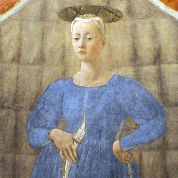 Piero della Francesca, dettaglio della Madonna del Parto, 1459, Monterchi (Arezzo)