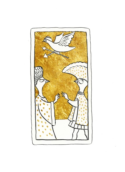 Carta da gioco raffigurante due amanti disegnata da Gianluca Biscalchin per FABRIANOospita