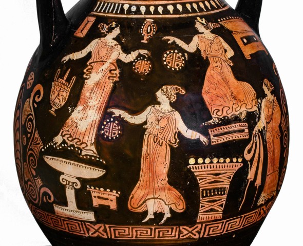Pelike a figure rosse con fanciulle che giocano a palla, seconda metà IV sec. a.C., Museo Archeologico Nazionale Taranto