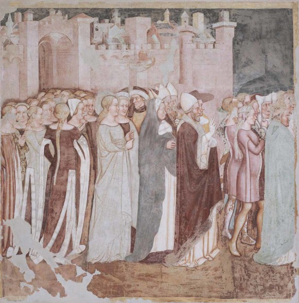 Tomaso da Modena Storie di sant'Orsola. Sant'Orsola parte in Pellegrinaggio, 1360-1366, affresco staccato. Treviso, Musei Civici di Treviso