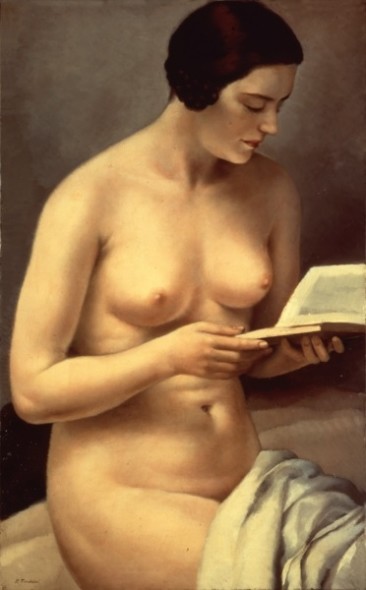 Francesco Trombadori, Fanciulla nuda che legge, 1929, olio su tela, Collezione privata, Foligno