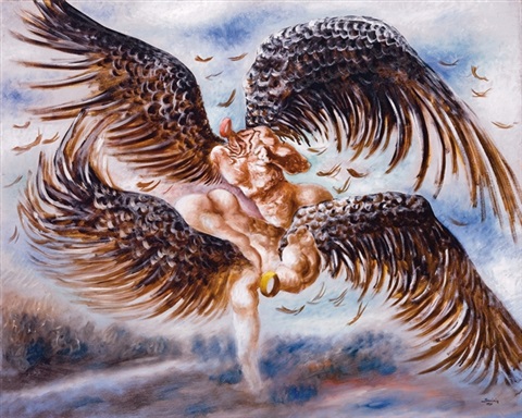 Les anges batailleurs, Alberto Savinio, 1930, olio su tela, cm 80,5x100