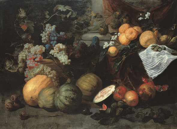 JAN ROOS, detto “Giovanni Rosa” (Anversa 1591 – Genova 1638) Natura morta di frutta Olio su tela, 100 x 138 cm Genova, Musei di Strada Nuova – Palazzo Bianco