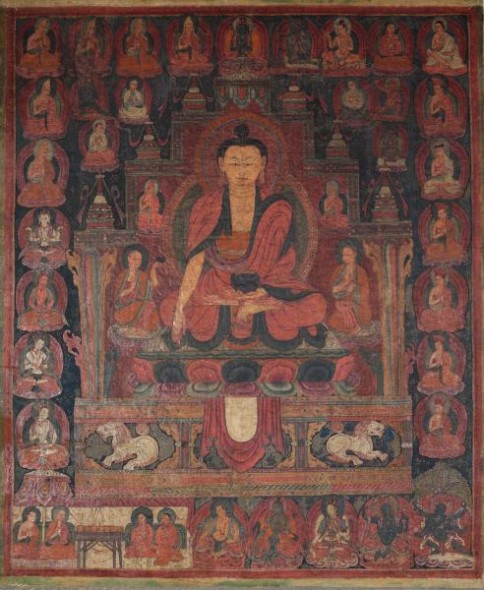 Shakyamuni Buddha. 15th century. Ngari (West Tibet). Pigments on cloth. MU-CIV/MAO “Giuseppe Tucci,” inv. 963/796. Image courtesy of the Museum of Civilisation/Museum of Oriental Art “Giuseppe Tucci,” Rome.