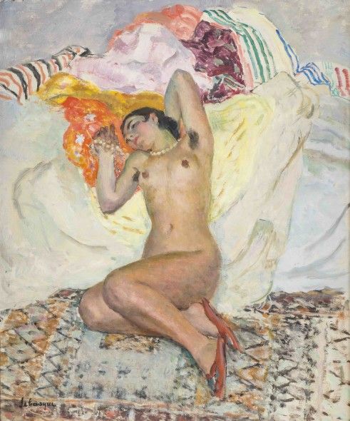Henri Baptiste Lebasque (1865-1937), Nu allongé, c. 1920, huile sur toile, signée, 65x54 cm