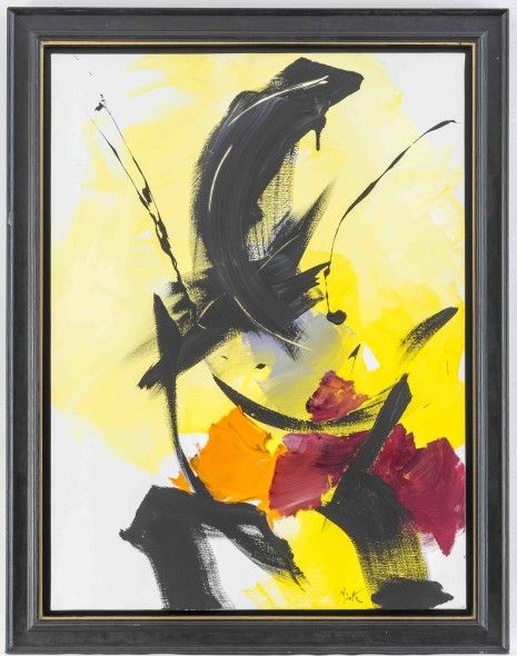 Jean Miotte (1926-2016), Naissance, acrylique sur toile, signée, 130x97 cm  Provenance: Galerie Daniel Besseiche, copie de la facture du 28 février 2010   Estimate CHF 2,000-3,000.- Sold CHF 11,000.-
