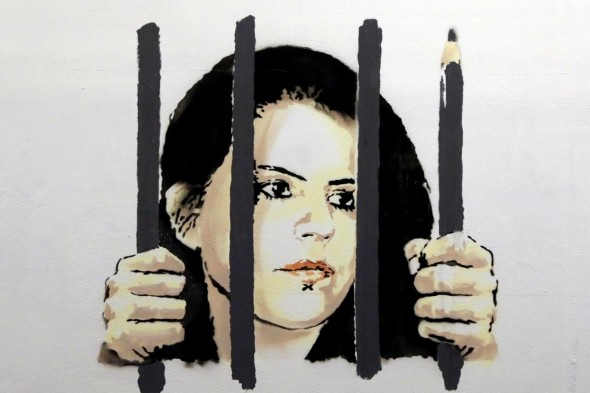Il murales di Banksy dedicato a Zehra Doğan (dettaglio)