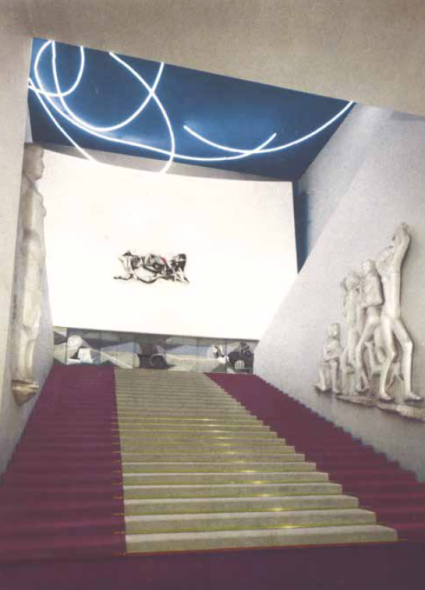 Struttura al neon per la IX Triennale di Milano, 1951. Documentazione fotografica dell’opera alla IX Triennale di Milano, 1951.