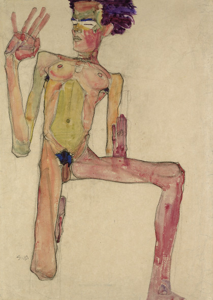 Egon Schiele - Autoritratto in    ginocchio, 1910 Leopold Museum, Vienna Ph. Manfred Thumberger