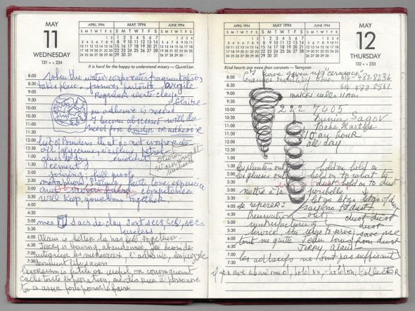 Louise Bourgeois, Diary spread, May 11–12, 1994. Collection Louise Bourgeois Archive, The Easton Foundation. © The Easton Foundation/VAGA, NY.