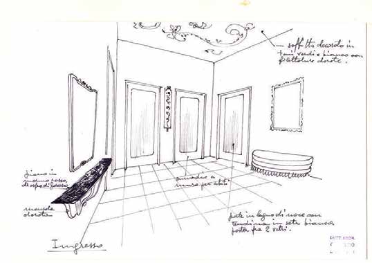 Osvaldo Borsani, studio per Angolo di un soggiorno, 1950. © Archivio Osvaldo Borsani, Varedo