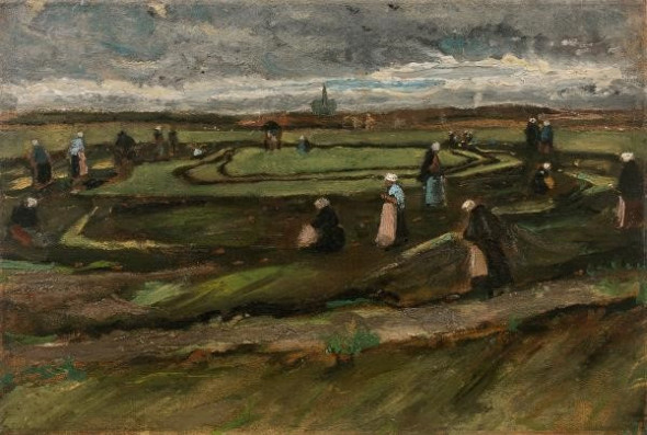 Vincent Van Gogh, Raccommodeuses de filets dans les dunes, August 1882, Oil on marouflé paper on panel, 42 x 62,50 cm, estimate: 3 000 000 – 5 000 000 € / 3 600 000 – 6 000 000