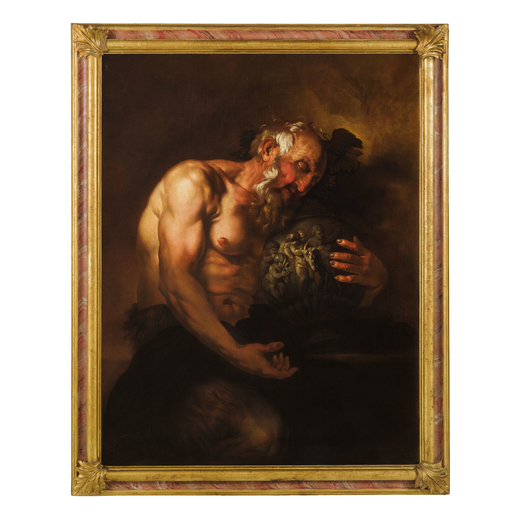 574 JOHANN CARL LOTH (Monaco di Baviera, 1632 - Venezia, 1698) Sileno ebbro Olio su tela, cm 120X93 Stima € 10.000 - 15.000