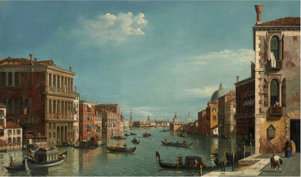 WILLIAM JAMES, (documentato a Londra dal 1746 al 1771), “Venezia, Veduta del Canal Grande”, Olio su tela cm 40 x 65, Gallo Fine Art - Milano