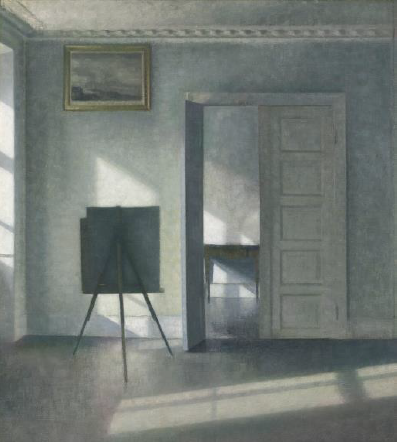 VILHELM HAMMERSHØI (Danish, 1864–1916) Interior with an Easel, Bregade 25 oil on canvas Estimate: $1,500,000-2,000,000