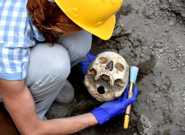 Teschio ritrovato a Pompei