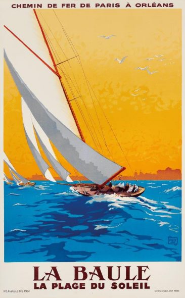 ALO (CHARLES-JEAN HALLO) 1882-1969 La Baule. La plage du soleil Litografia, 1931. Lucien Serre Imp., Paris. Qualità: B+. Telato. 99,5 x 62,5 cm 